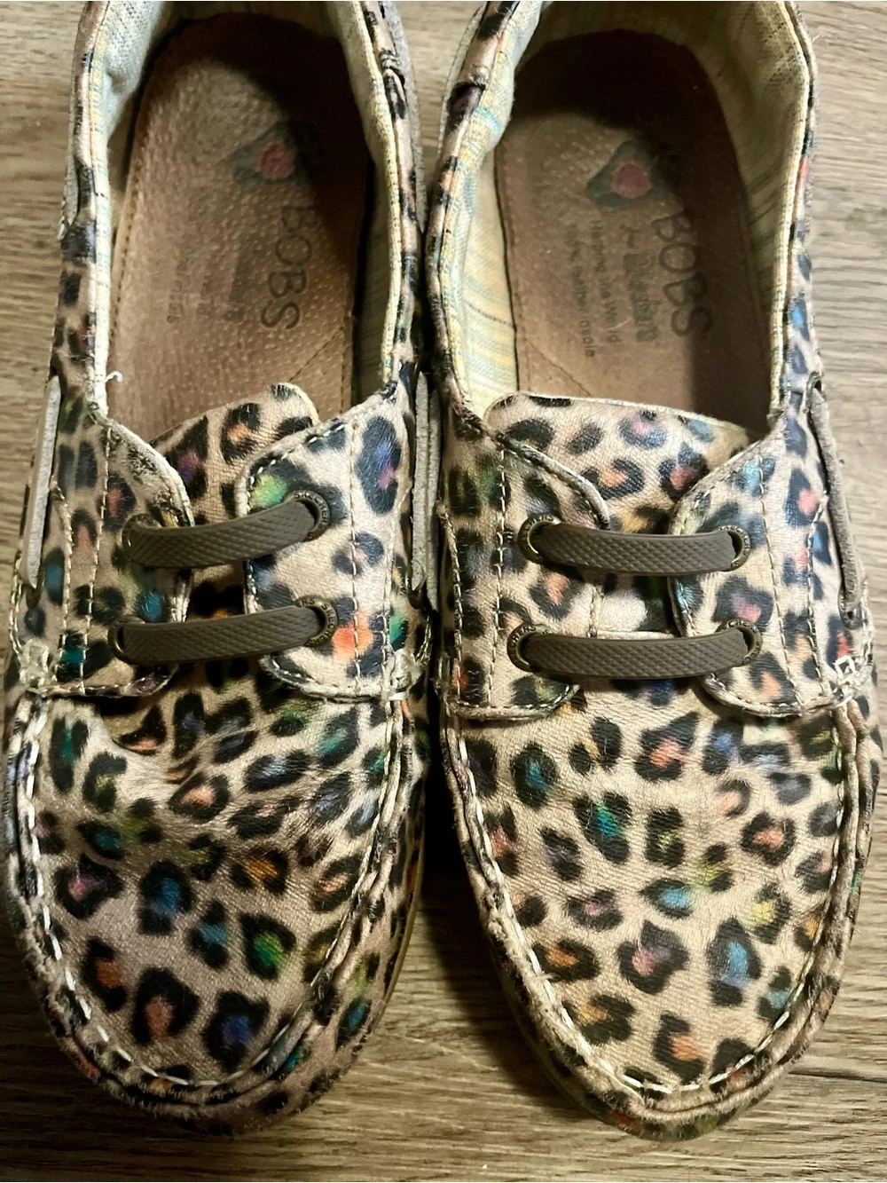 BOBS from Skechers Leopard Print Slip-On Shoes in Multicolor Spots